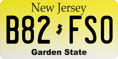 NJ license plate B82FSO