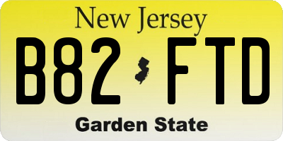 NJ license plate B82FTD