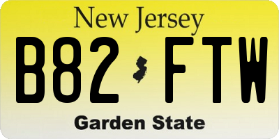 NJ license plate B82FTW
