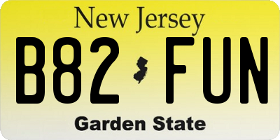 NJ license plate B82FUN
