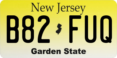 NJ license plate B82FUQ