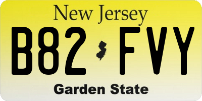 NJ license plate B82FVY