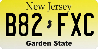 NJ license plate B82FXC