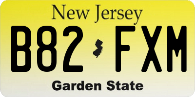 NJ license plate B82FXM