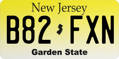 NJ license plate B82FXN
