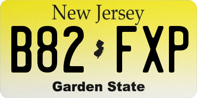 NJ license plate B82FXP