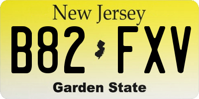 NJ license plate B82FXV