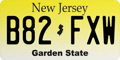 NJ license plate B82FXW