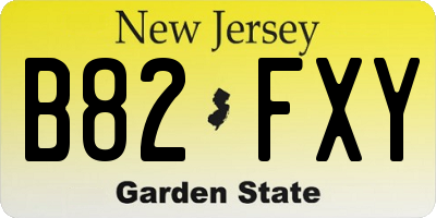 NJ license plate B82FXY