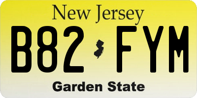 NJ license plate B82FYM