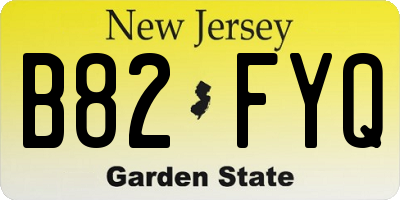 NJ license plate B82FYQ