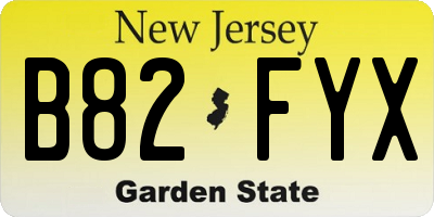 NJ license plate B82FYX