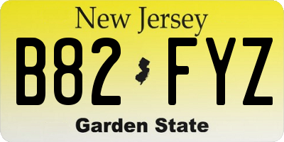 NJ license plate B82FYZ