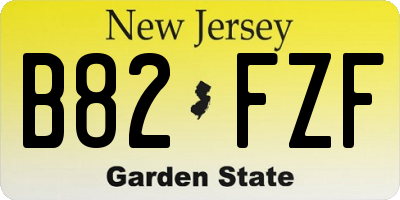 NJ license plate B82FZF