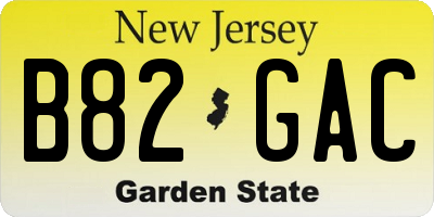 NJ license plate B82GAC