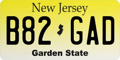 NJ license plate B82GAD