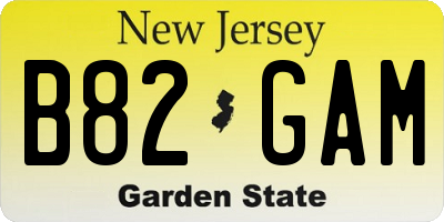 NJ license plate B82GAM