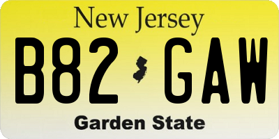 NJ license plate B82GAW
