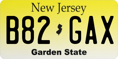 NJ license plate B82GAX