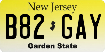NJ license plate B82GAY