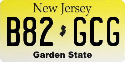 NJ license plate B82GCG