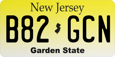 NJ license plate B82GCN