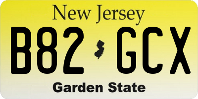 NJ license plate B82GCX