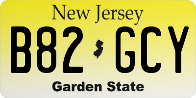 NJ license plate B82GCY