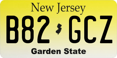 NJ license plate B82GCZ