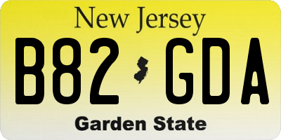 NJ license plate B82GDA