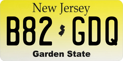 NJ license plate B82GDQ
