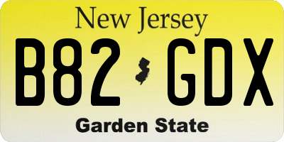 NJ license plate B82GDX