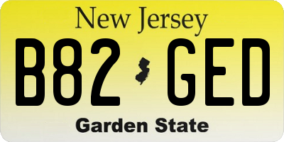 NJ license plate B82GED