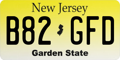 NJ license plate B82GFD