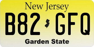 NJ license plate B82GFQ