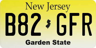 NJ license plate B82GFR
