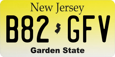 NJ license plate B82GFV