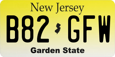 NJ license plate B82GFW