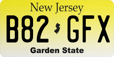 NJ license plate B82GFX