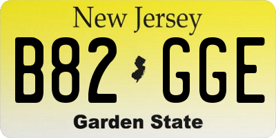 NJ license plate B82GGE