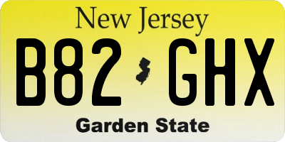 NJ license plate B82GHX