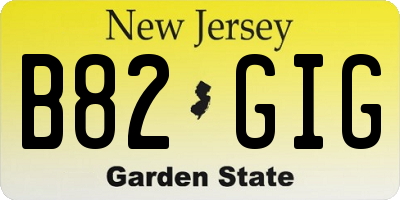 NJ license plate B82GIG