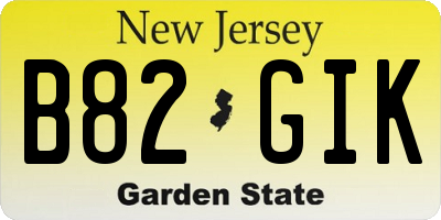 NJ license plate B82GIK