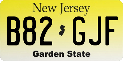 NJ license plate B82GJF