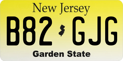 NJ license plate B82GJG