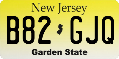 NJ license plate B82GJQ