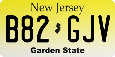 NJ license plate B82GJV