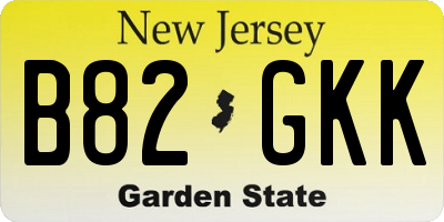 NJ license plate B82GKK