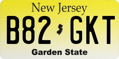 NJ license plate B82GKT