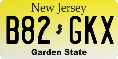 NJ license plate B82GKX